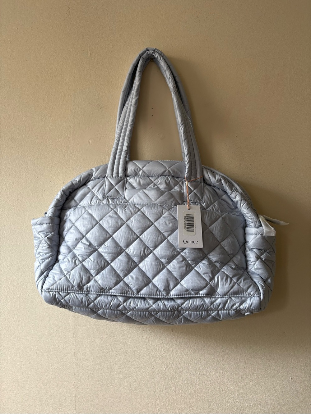 NWT Quince Transit Quilted Duffle Bag—Porcelain Blue